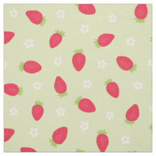 Tela Fresas de Verano sobre Verde (escala media)