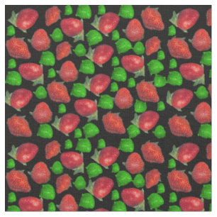 Tela Fresas Deliciosas Verdes y Rojas,