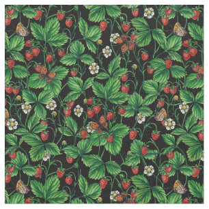 Tela Fresas silvestres en negro