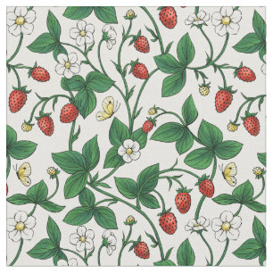 Tela Fresas silvestres rojas/amarillas/verdes/blanco ap