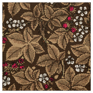 Tela Fresas y hojas, Brown oscuro de Nouveau del arte