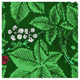 Tela Fresas y hojas de estilo Art Nouveau, verde esmera