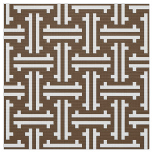 Tela Fret chino Art Deco, Taupe Tan y Blanco
