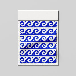 Tela Fret griego, patrón de onda mediterránea, azul