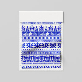 Tela Fret griego, patrón mediterráneo, azul