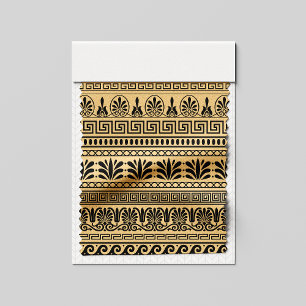 Tela Fret griego, patrón mediterráneo, marrón