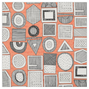Tela frisson memphis naranja blanco negro