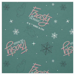 Tela Frosty el patrón de copos de nieve verde