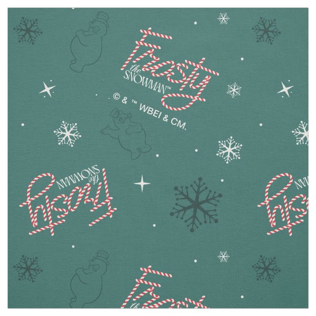 Tela Frosty el patrón de copos de nieve verde (Retal)