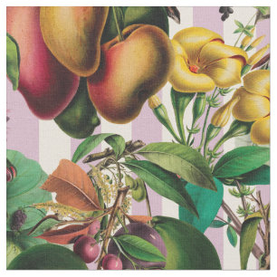 Tela Frutas y flores tropicales retro