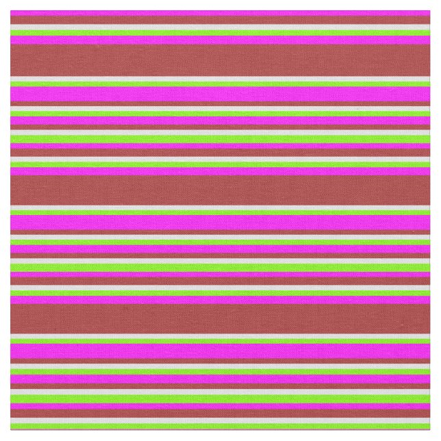 Tela Fuchsia, Brown, Lavender y rayas verdes (De cerca)