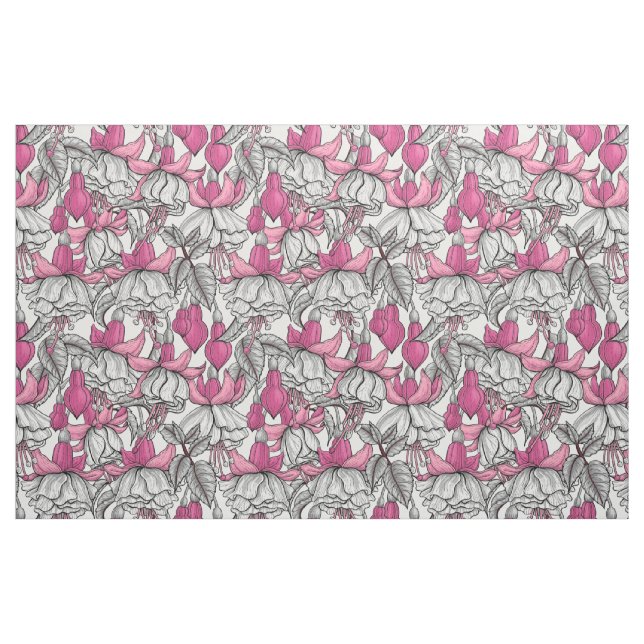 Tela Fuchsia en blanco y rosa ("Cuarto gordo" (fat quarter))