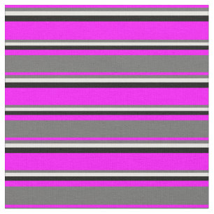 Tela Fuchsia, gris oscuro, crema de menta y patrón negr