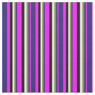 Tela Fuchsia, Medianoche azul, verde, beige y negro
