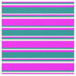 Tela Fuchsia, patrón cian oscuro y blanco