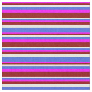 Tela Fuchsia, rojo oscuro, blanco y azul real