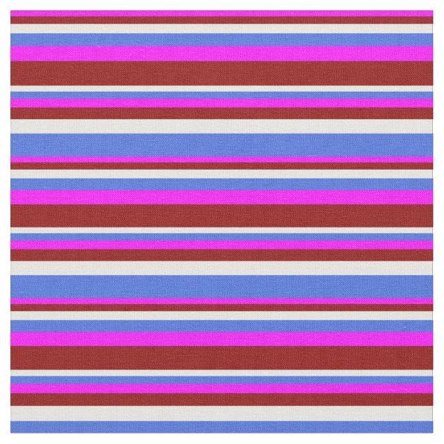 Tela Fuchsia, rojo oscuro, blanco y azul real (De cerca)