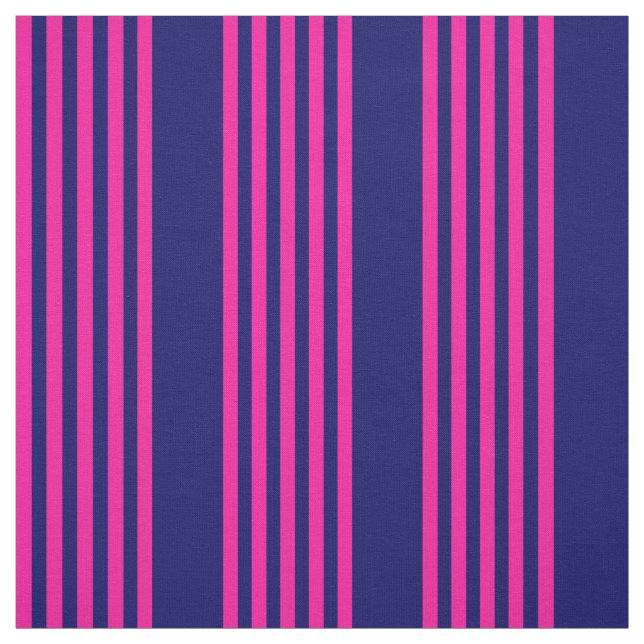 Tela Fuchsia y azul marino de cinco rayas patrón (Retal)