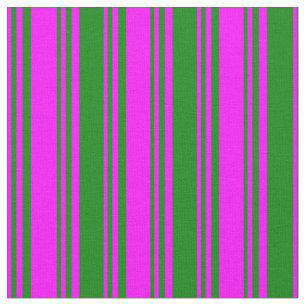 Tela Fuchsia y patrón de líneas y rayas verdes