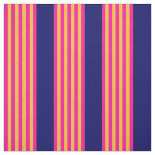 Tela Fuchsia y rayas amarillas con azul marino