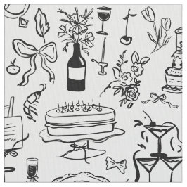 Tela fuente de champán de boda dibujada a mano