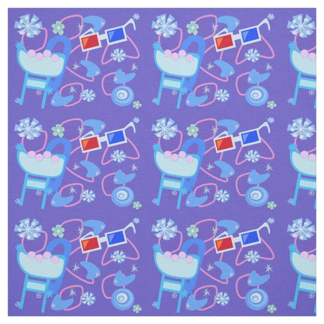 Tela Fun Boomerangs Glasses 3D Patrón Retro Cincuenta (Retal)