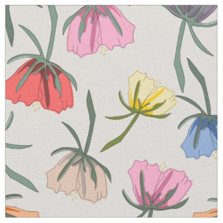 Tela Fun Colorful Floral Design on Cotton