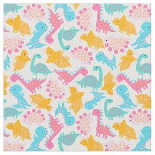 Tela Fun Pink & Teal Dinosaur Pattern