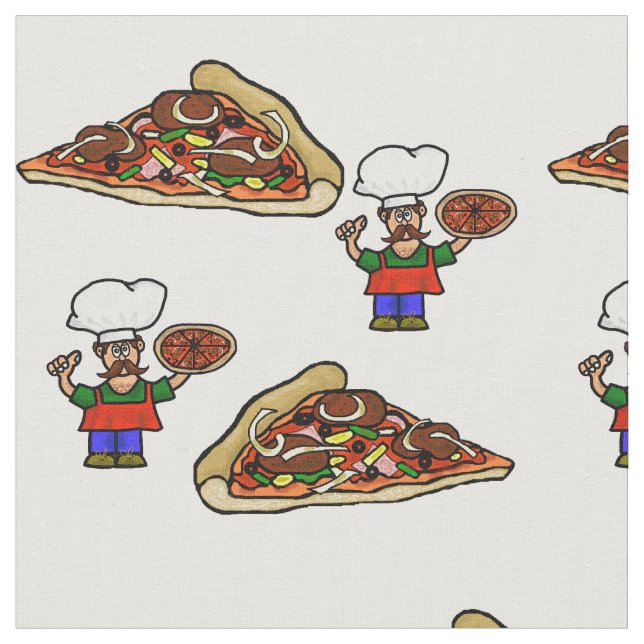 Tela Fun Pizza Fabric (De cerca)