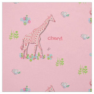 Tela Fun Whimsy Giraffes Pateadas En Rosa Personalizada