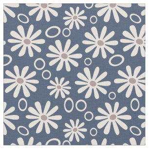 Tela Funky Daisies and Bubbles navales y blanco