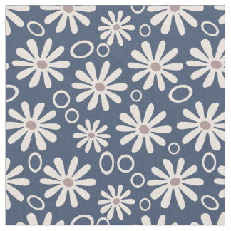 Tela Funky Daisies and Bubbles navales y blanco