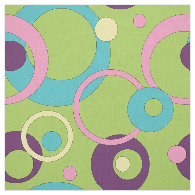 Tela Funky Green Circles Fabric (Retal)