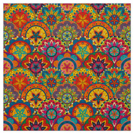 Tela Funky Retro Colorido Patrón de Mandala