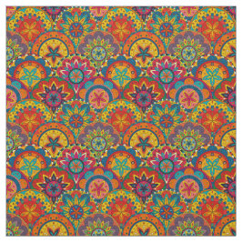 Tela Funky Retro Colorido Patrón de Mandala
