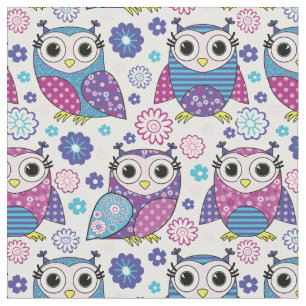 Tela Funky Retro Owls Fabric