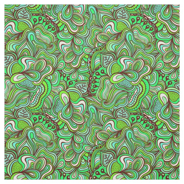 Tela Funky Swirly Abstract Green (Retal)