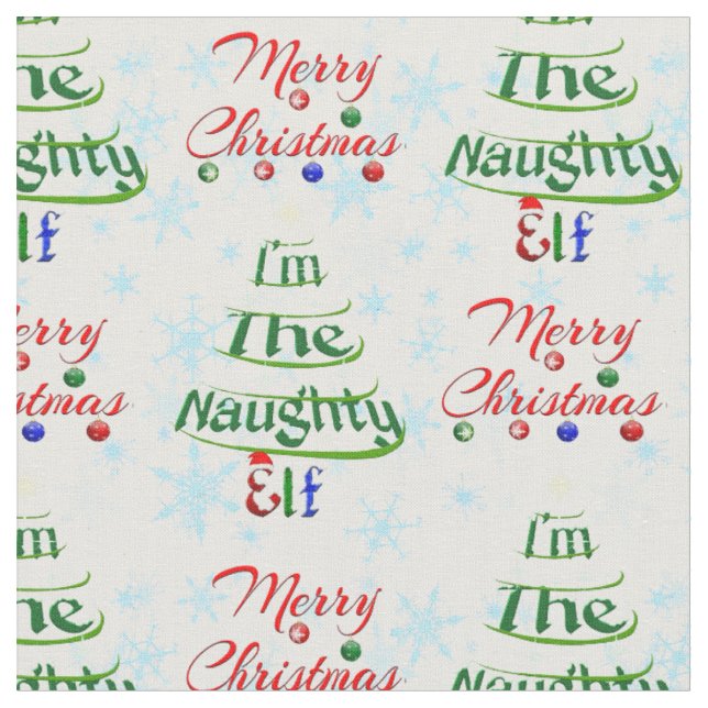 Tela Funny Feliz Navidad navideña Naughty Elf (De cerca)