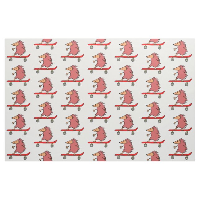 Tela Funny Personalizado Cute Hedgehog Skateboarding ("Cuarto gordo" (fat quarter))