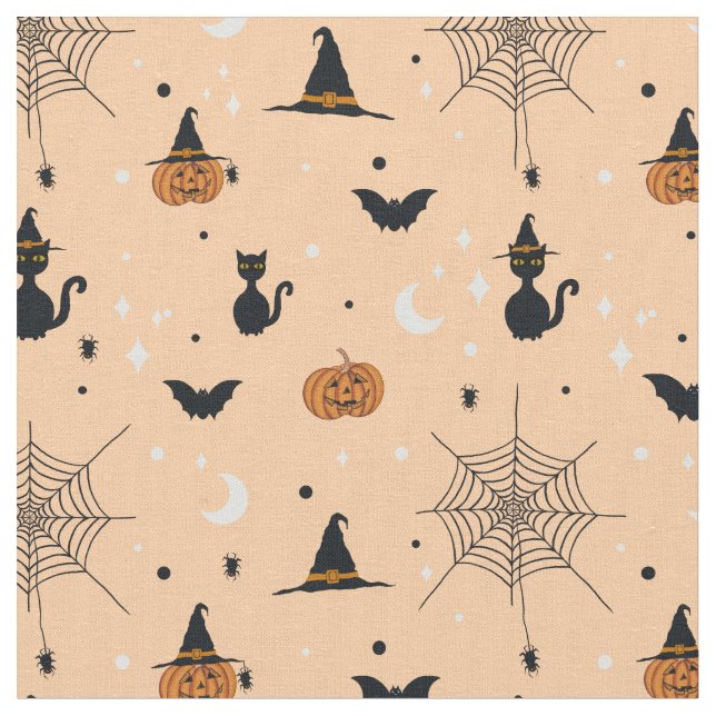 Tela Funny Spooky Halloween Naranja Design (De cerca)