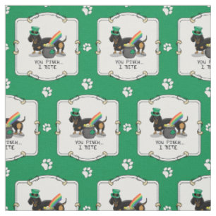 Tela Funny St. Patrick's Day Dachshund (negro y broncea