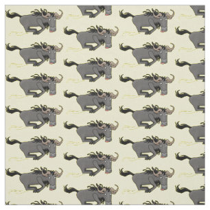 Tela Funny Wildebeest corriendo ilustracion personaliza