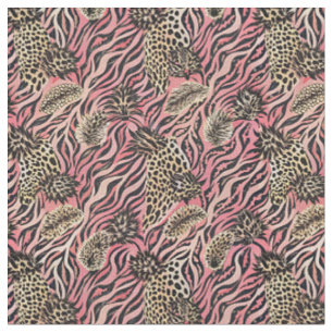 Tela Fusión de estampado animal rosa - Patrón continuo