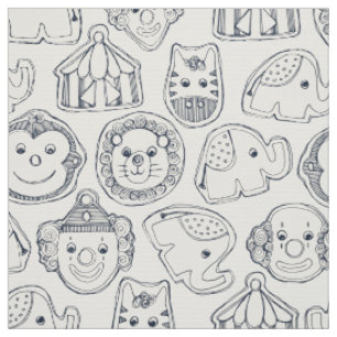 Tela galletas de circo indigo marfil