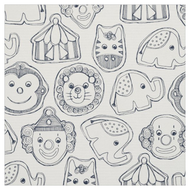 Tela galletas de circo indigo marfil (Retal)