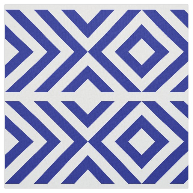 Tela Galones azules y blancos y diamantes geométricos (Retal)