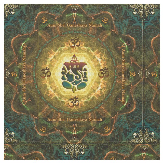 Tela Ganesha - éxito, victoria, prosperidad, (De cerca)