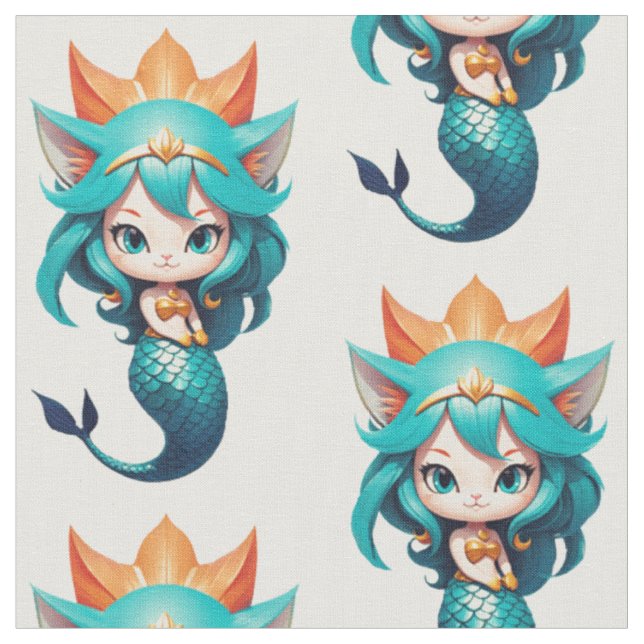 Tela Gatito Adorable Sirena Thunder_Cove (De cerca)