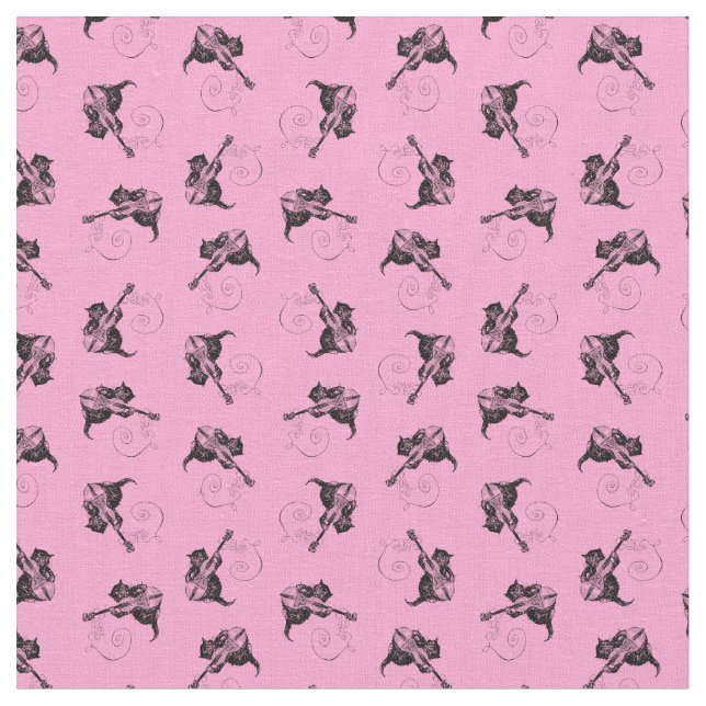 Tela Gatito dulce con violín de color PERSONALIZADO ant (De cerca)