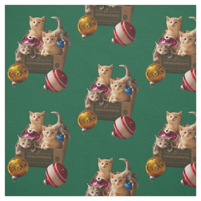 Tela Gatitos en caja de ornamentos (Retal)